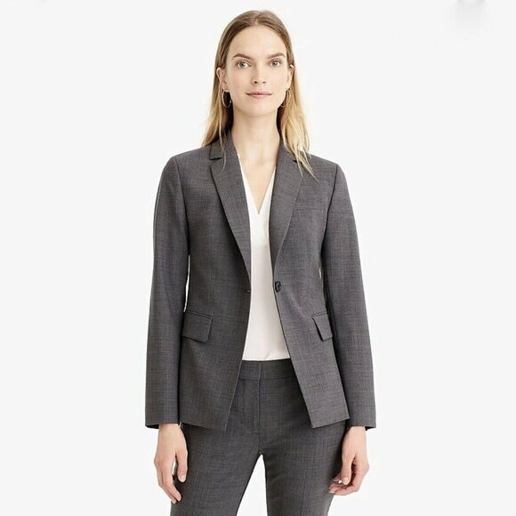 J. Crew Single Button Blazer in Everyday Wool Heather Grey size 24 NWT - Picture 1 of 10
